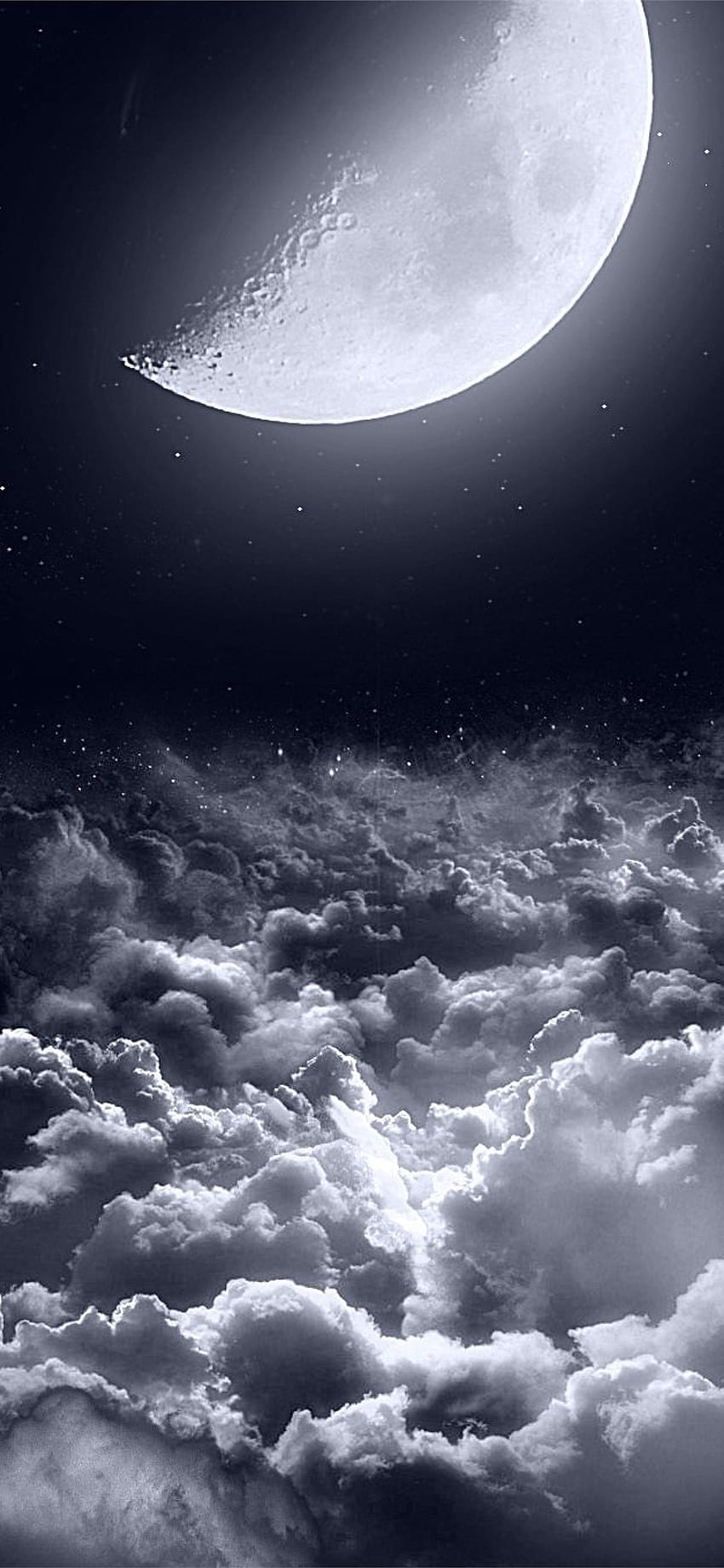Half moon iPhone, black and white moon HD phone wallpaper | Pxfuel