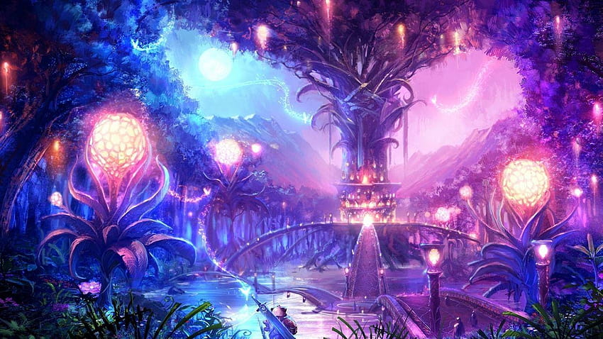 Tera paysages fantastiques en ligne art magique, fantaisie violette Fond d'écran HD