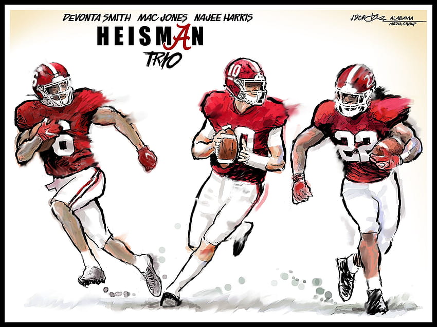 O histórico trio Heisman do Alabama e uma previsão: DeVonta Smith conquista o troféu, mac jones papel de parede HD