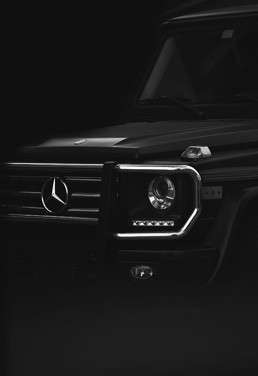 Czarny samochód Mercedes Benz, ciemny samochód amoled Tapeta na telefon HD
