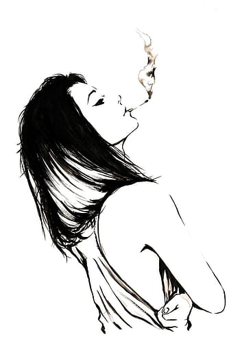 Smoking Woman | Pencil drawing of a woman blowing out smoke.… | Kathryn  Smith | Flickr