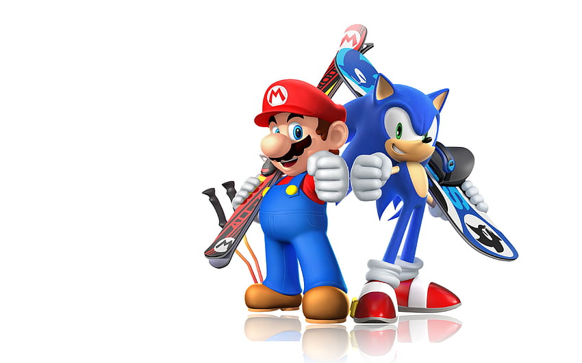 Süper Mario ve Sonic Mario Bros. Sonic the Hedgehog video oyunları basit arka planlar Mario ve …, mario vs sonic HD duvar kağıdı