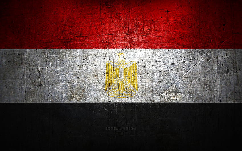 Ägyptische Metallflagge, Grunge-Kunst, afrikanische Länder, Tag von Ägypten, nationale Symbole, ägyptische Flagge, Metallflaggen, Flagge von Ägypten, Afrika, ägyptische Flagge, Ägypten mit einer Auflösung von 2880x1800. Hohe Qualität HD-Hintergrundbild