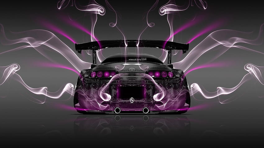 Schwarz-grauer Boombox, Super Car, Tony Kokhan, bunt, lila Toyota Supra HD-Hintergrundbild