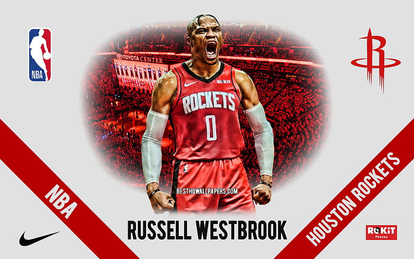 Russell Westbrook, Houston Rockets, Amerikan Basketbol Oyuncusu, NBA, portre, ABD, basketbol, ​​Toyota Center, Houston Rockets logosu, 2880x1800 çözünürlüklü. Yüksek Kalite, russell westbrook roketleri HD duvar kağıdı