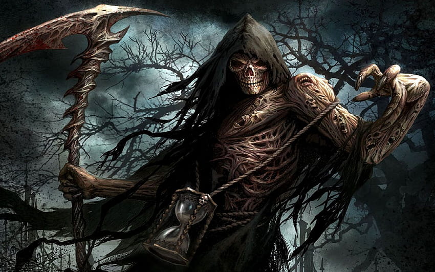 Grim reaper tengkorak kematian jahat halloween, ibu jahat Wallpaper HD