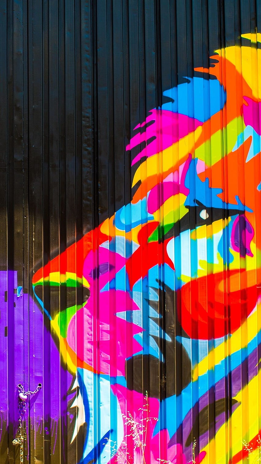 Colorful paint, fence, graffiti, lion 3840x2160 U , lion graffiti HD phone wallpaper
