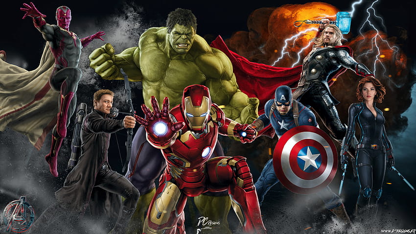 : Univers cinématographique Marvel, Marvel Comics, Iron Man, Thor, Hulk, Vision, Captain America, Black Widow, Hawkeye, Avengers L'ère d'Ultron, Les Vengeurs 1920x1080 Fond d'écran HD