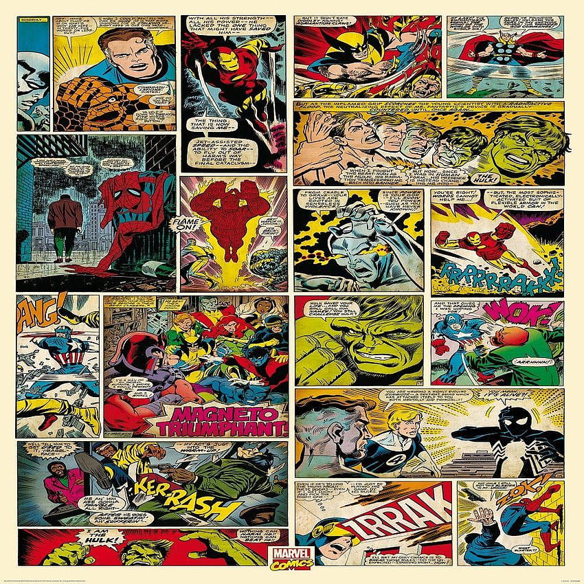 1 Wall Marvel Comics Mural, comic book day HD phone wallpaper
