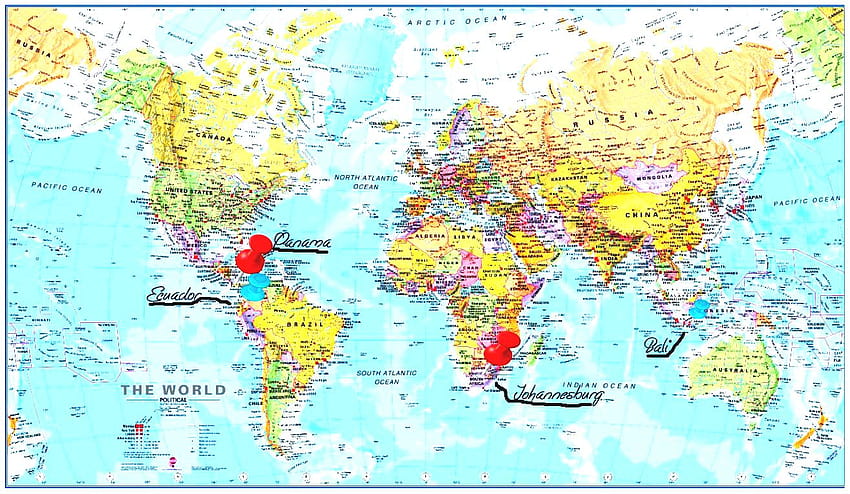 Mappa del mondo con continenti e città come il meglio della politica Sfondo HD
