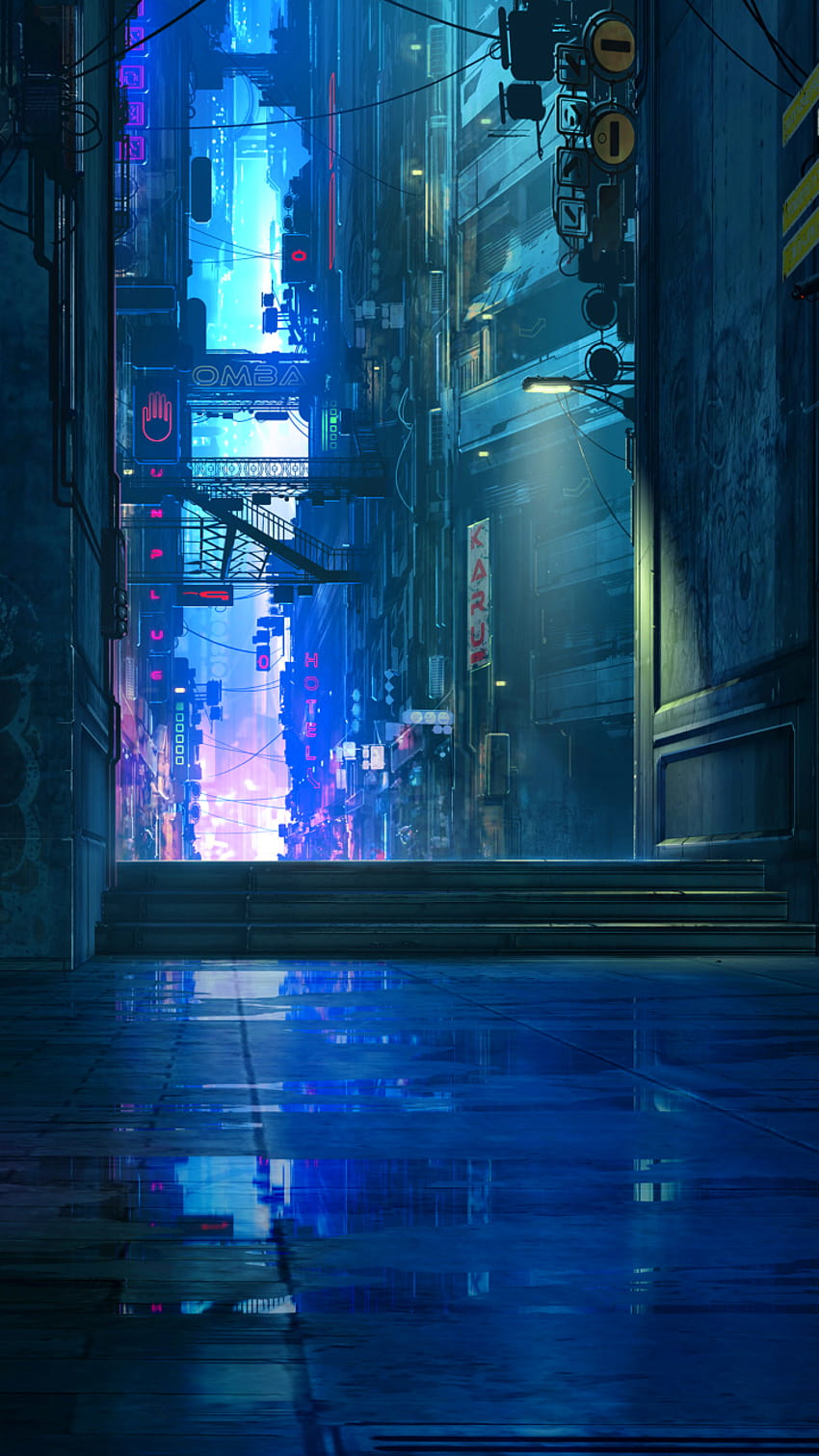 Sci Fi City, neon district HD phone wallpaper