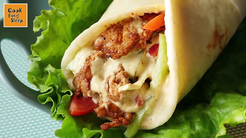 Shawarma in pita bread with vegetables and chicken Desktop wallpapers  1920x1080