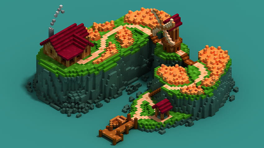 Voxel Art Farming Island [1920x1080] Need for Follo… HD-Hintergrundbild