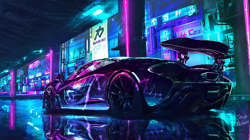 Cyberpunk , McLaren, Süper arabalar, Neon sanatı, Arabalar HD duvar kağıdı