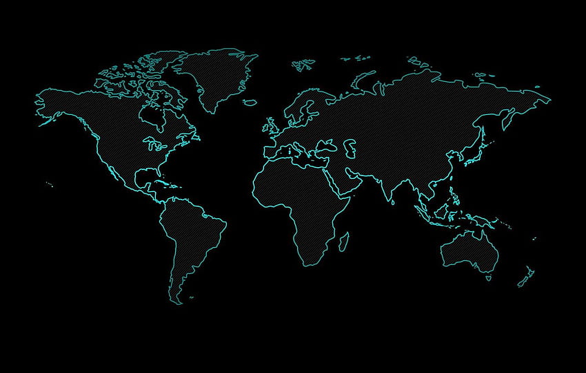 earth, neon, black background, world map , section разное, neon world HD wallpaper