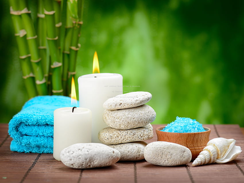 relaxing spa stones salt zen bamboo candles HD wallpaper