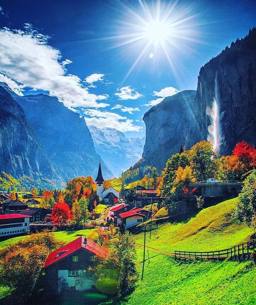 Suiza país de las maravillas, valle de lauterbrunnen suiza fondo de pantalla del teléfono