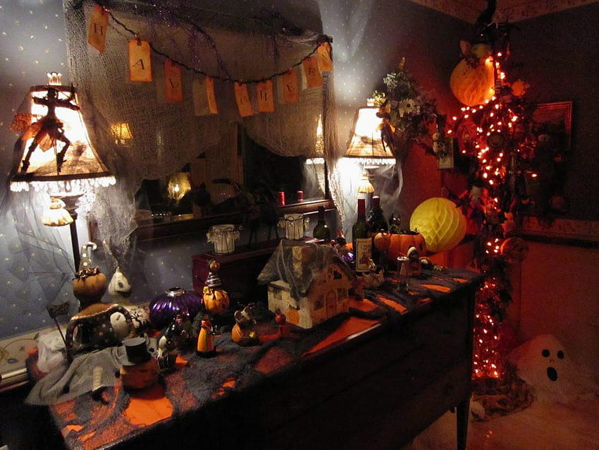 Idéias de decoração de Halloween para banheiro brilhante Idéias para casa 1600, decoração de casa de Halloween papel de parede HD