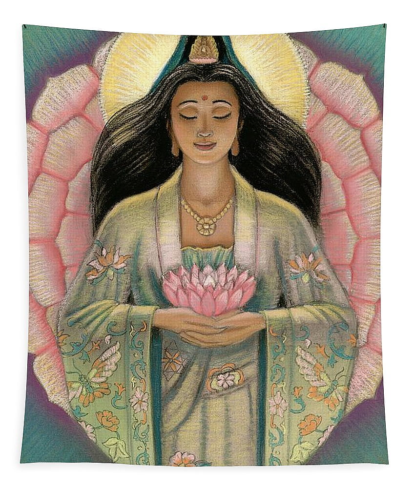 Kuan Yin Pink Lotus Heart Tapestry for Sale by Sue Halstenberg, kwan yin HD phone wallpaper