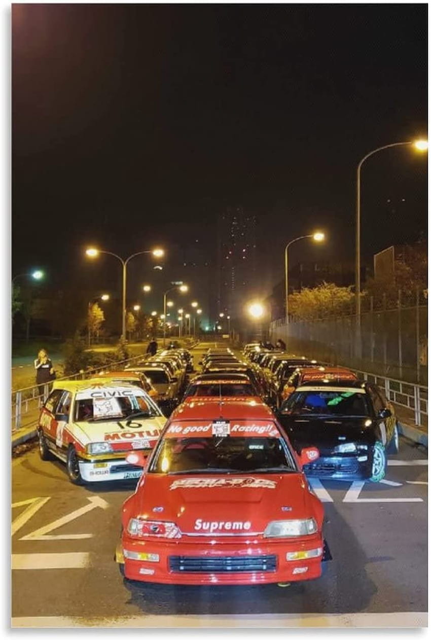 Kup Tyio JDM 90s Racing Vintage plakaty płótno wydruki artystyczne japoński wystrój pokoju samochodowego sypialnia Vintage Classic Decor plakaty 16x24 cale, lata 90. jdm estetyczne ps4 Tapeta na telefon HD