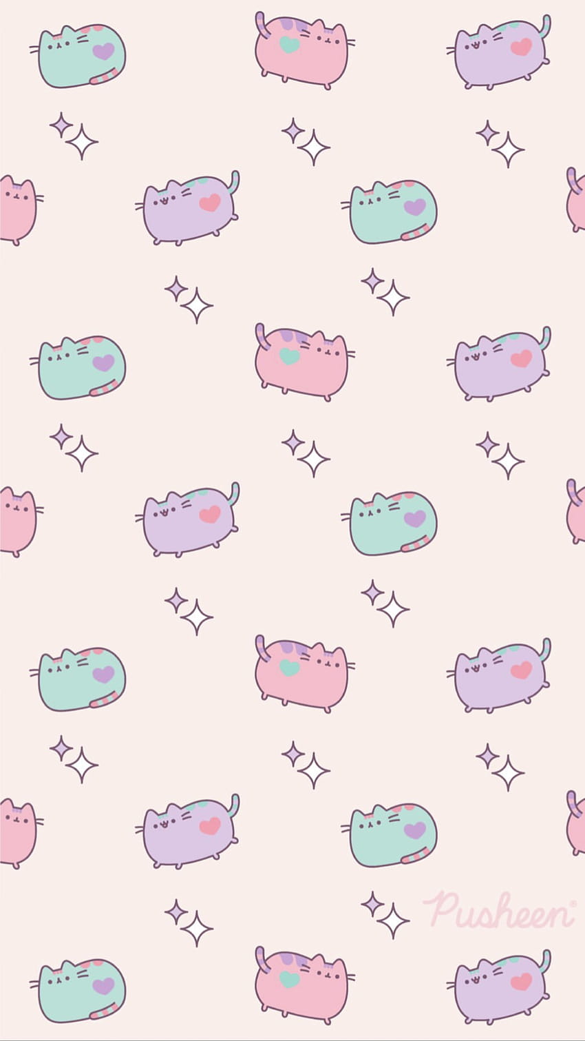 iPhone : Pusheen the cat floral pastels spring iphone, cartoon spring cats HD phone wallpaper