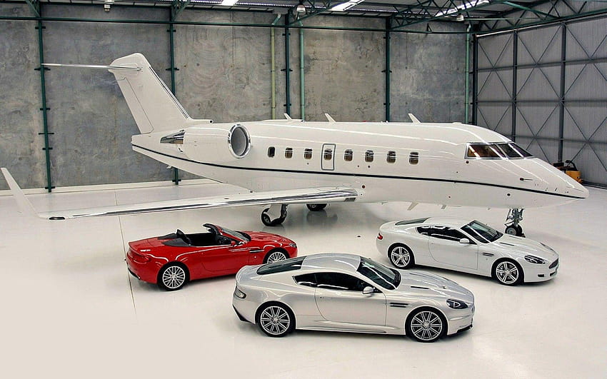 Private Jet, jet with car HD wallpaper