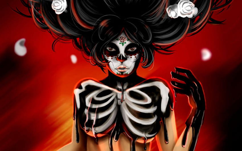 Dia De Muertos Sugar Skull Face Paint, calavera HD wallpaper