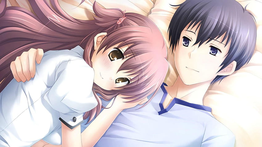 6 Anime Hug, boy and girl cartoon HD wallpaper