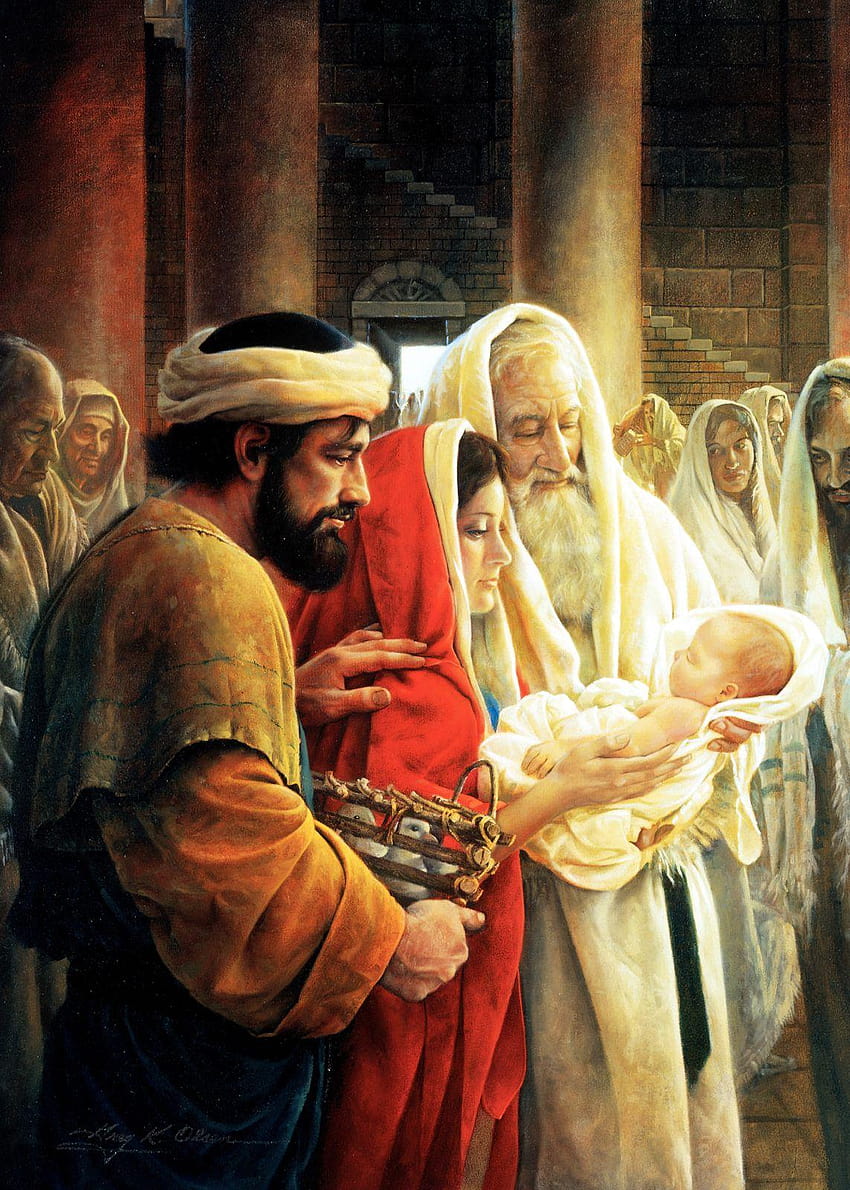 Simeon Reverencing the Christ Child, jesus mary and joseph HD phone wallpaper