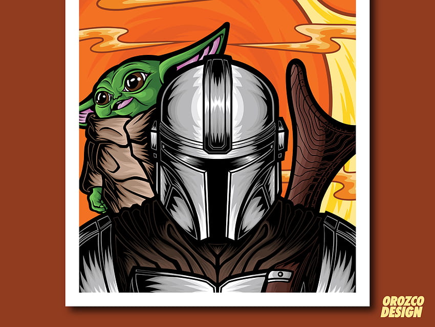 Star Wars Mando and Baby Yoda Poster Illustration by Roberto Orozco on Dribbble 高画質の壁紙