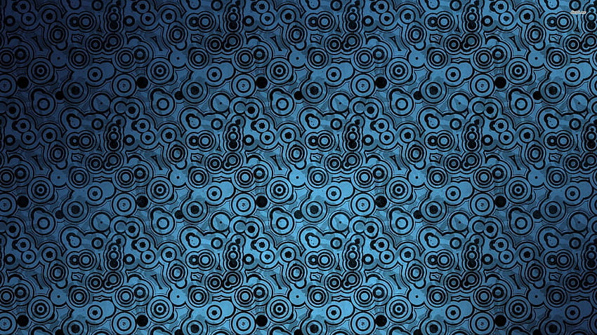 レトロなリング パターン、抽象的な青いリング 高画質の壁紙