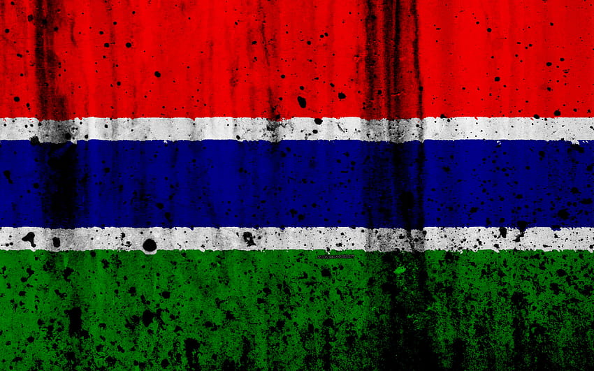 Gambian flag, grunge, flag of Gambia, Africa, gambia flag HD wallpaper