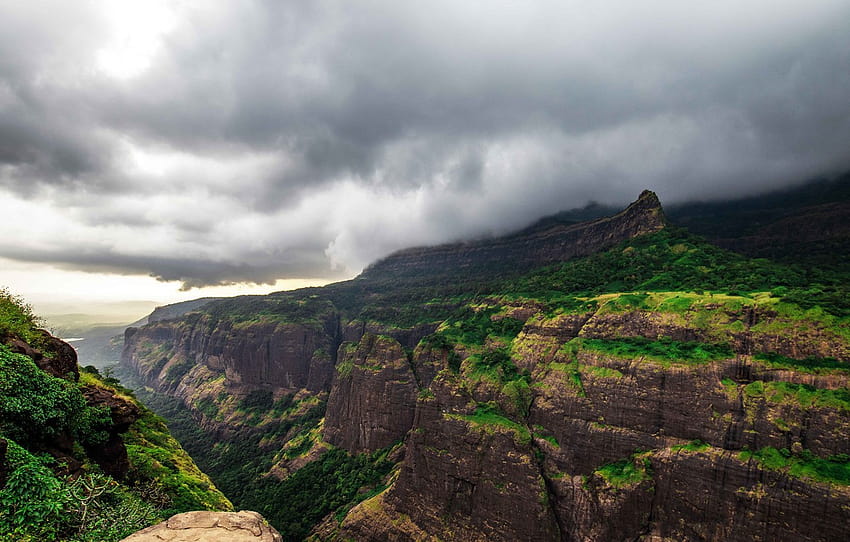 mountains, India, gorge, The Western Ghats , section пейзажи HD wallpaper