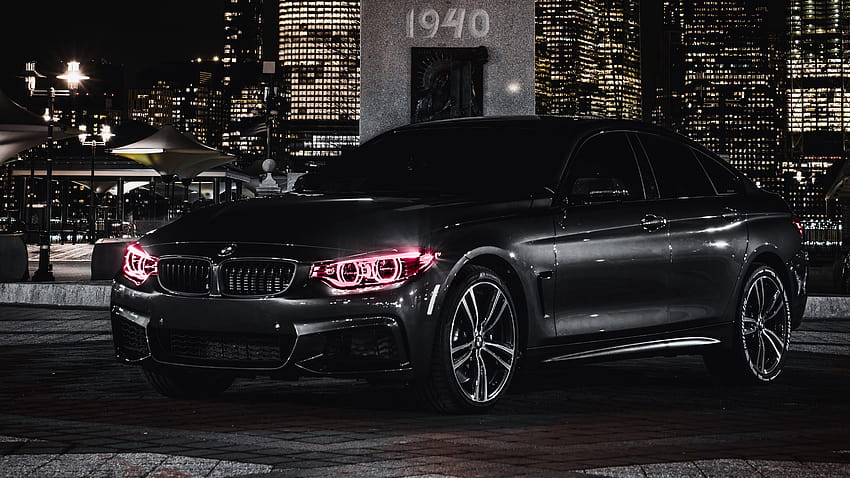 BMW M4 , Black Edition, Angel Eyes, Noche, Luces de ciudad, Negro/Oscuro, 2021 bmw m4 fondo de pantalla