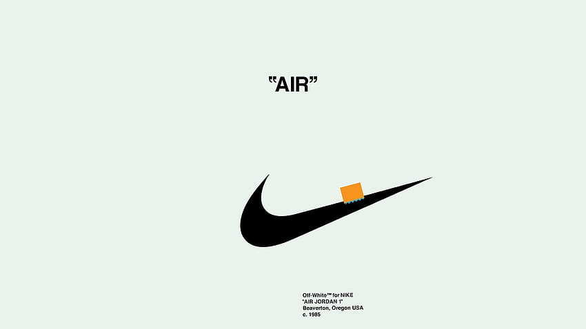 Logotipo de Nike con superposición de texto Off White, logotipo en blanco roto fondo de pantalla