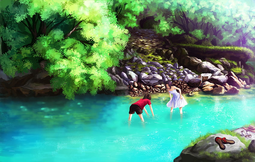 Anime Waterfall, Anime, River, Waterfall, Scenary, Nature, HD wallpaper |  Peakpx