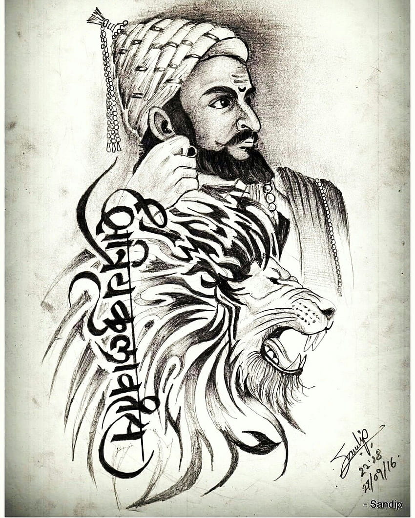 Tremendous Pencil Sketch Of Shivaji Maharaj - Desi Painters-saigonsouth.com.vn