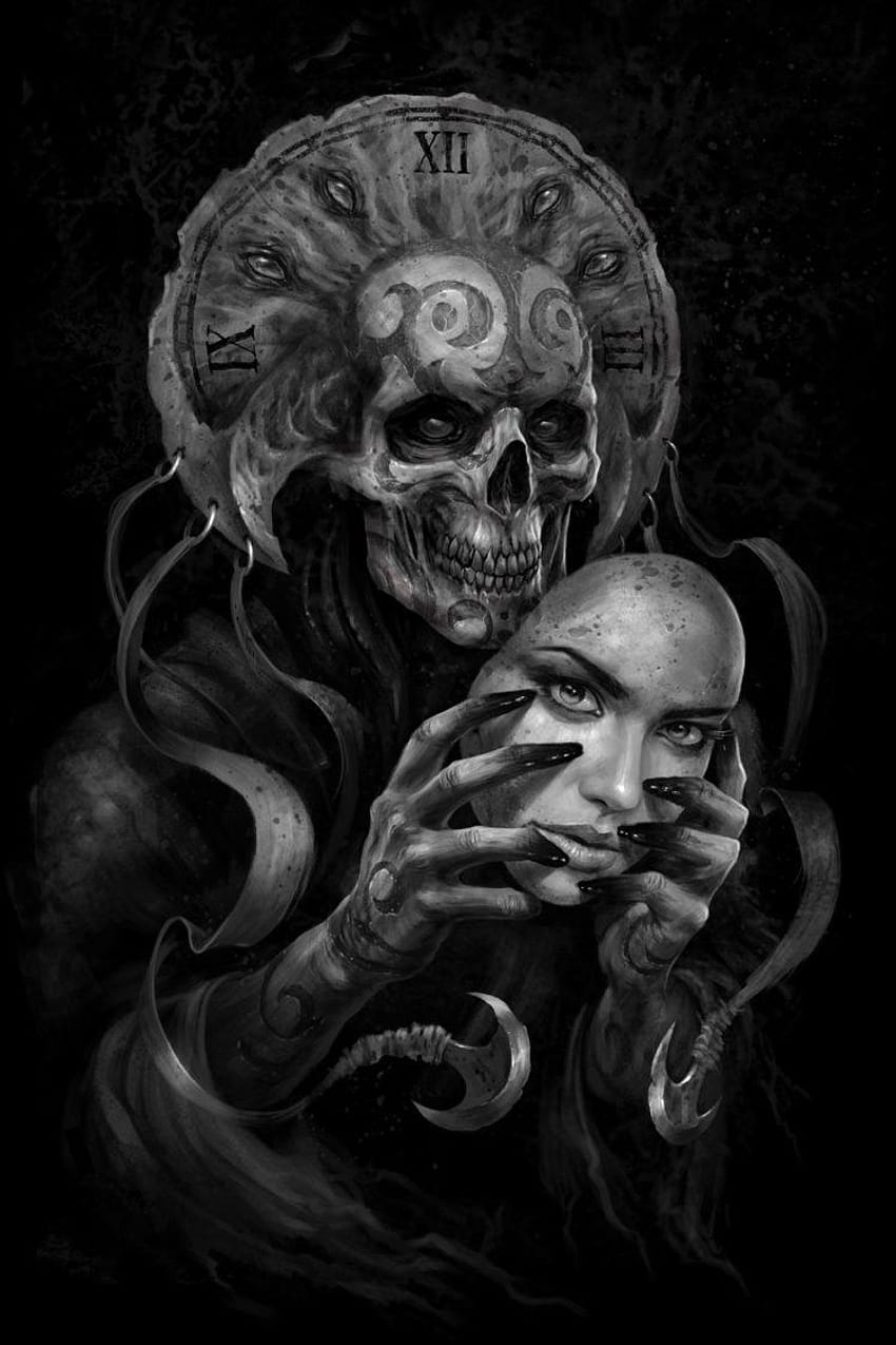 drawing, Fantasy art, Skull, Skull Face, Death, Mask, Face mask, skull mask HD phone wallpaper