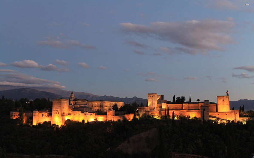 Alhambra palace in the twilight HD wallpaper