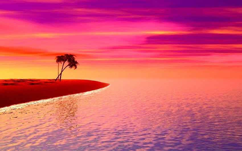 Hot Pink Sunset, beach pink purple blue sunset HD wallpaper | Pxfuel