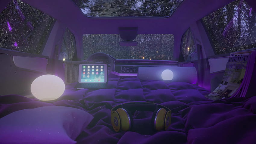 Car Camping Bajo La Lluvia En Vivo fondo de pantalla