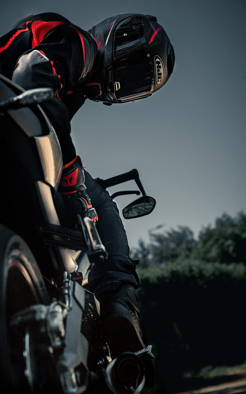 black and red motorcycle helmet –, stylish bike rider girl HD phone wallpaper