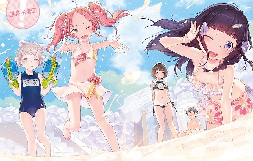 beach, summer, girls, kyou kara ore wa loli no himo, anime loli HD wallpaper