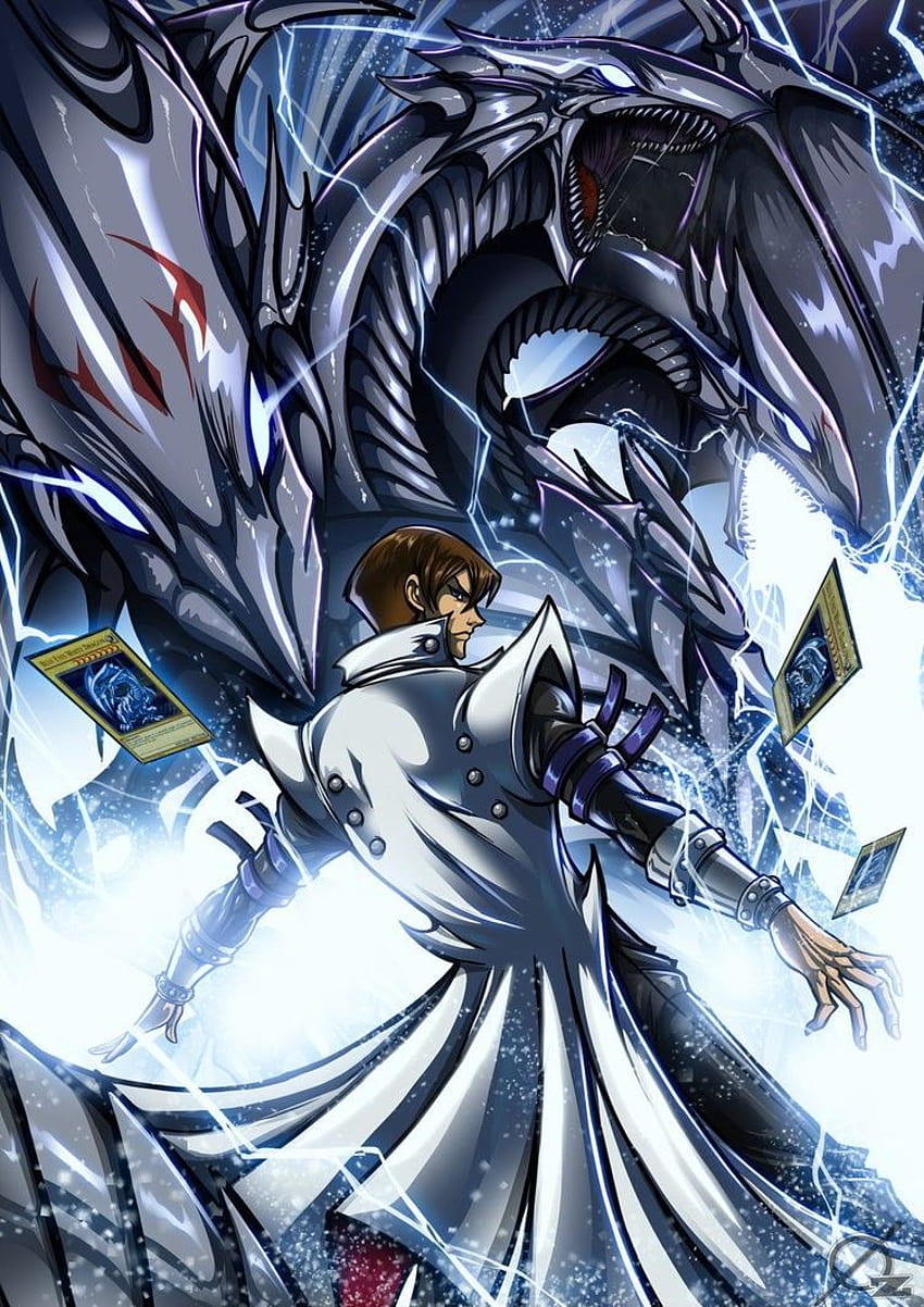 Step Kaiba und Ultimate Blue Eyes White Dragon, blauäugiger Drache HD-Handy-Hintergrundbild