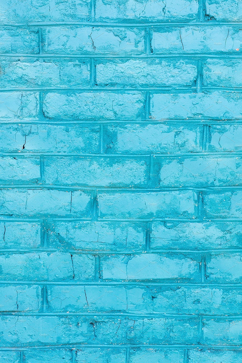 blue brick wall texture in 2020, neon brick design on blue HD phone wallpaper