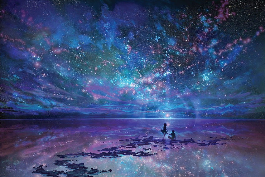 Beautiful, Starry, Night, Sky, High, Quality, anime night time sky HD wallpaper