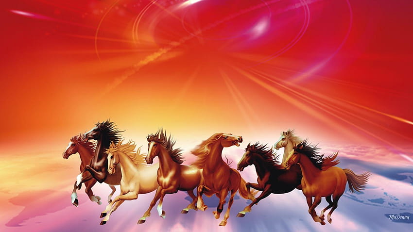 running seven horses HD wallpaper