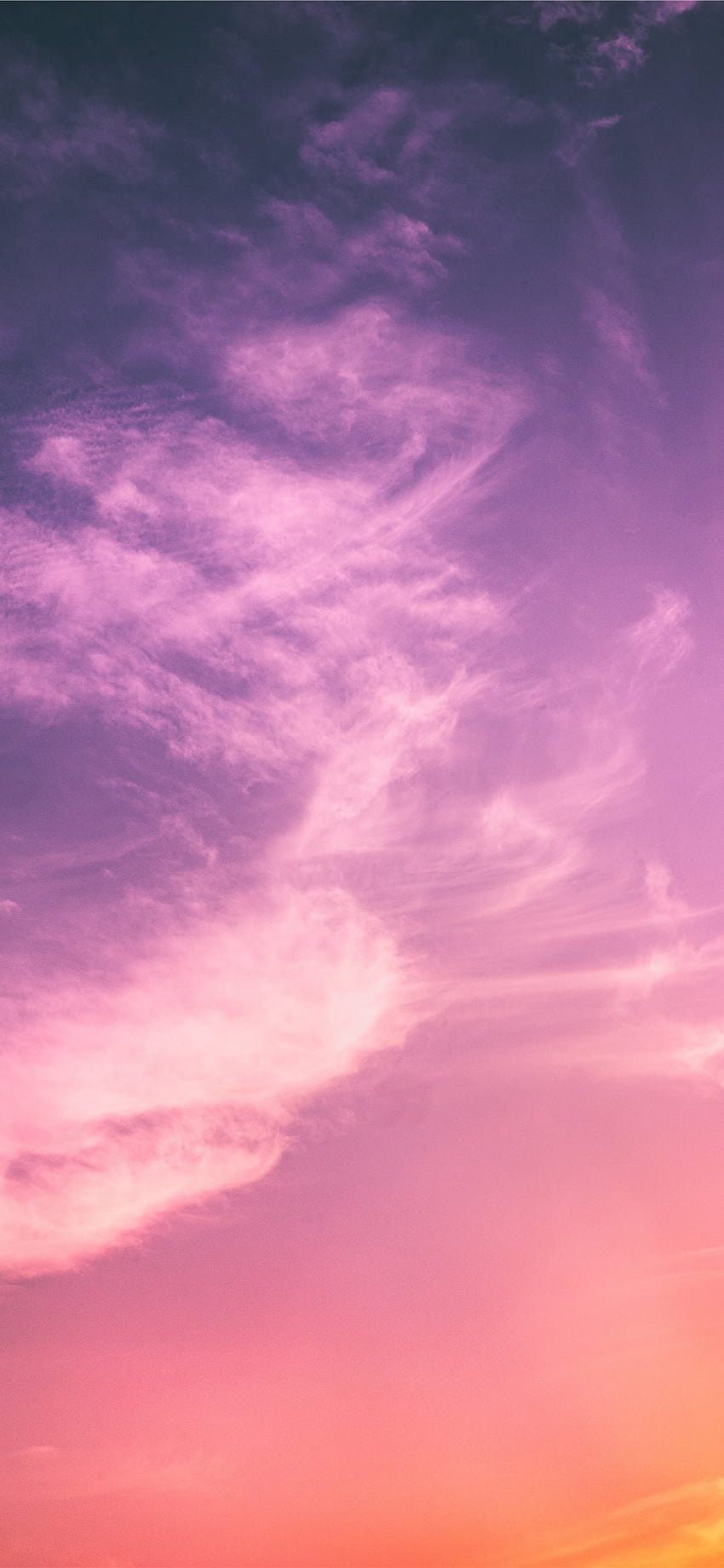 бели облаци iPhone X, розови лилави облаци iphone HD тапет за телефон