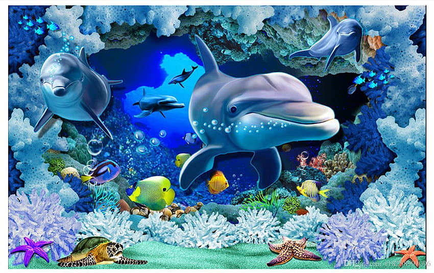 3d Custom Ceiling Mural Underwater World, water animal 3d HD wallpaper