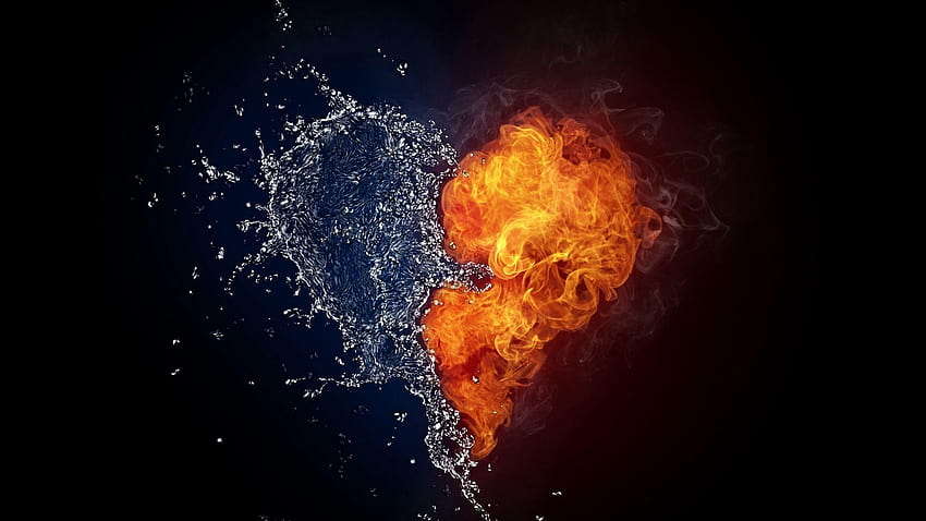 1920x1080 heart, water, spray, fire full , tv, fire and water background HD wallpaper